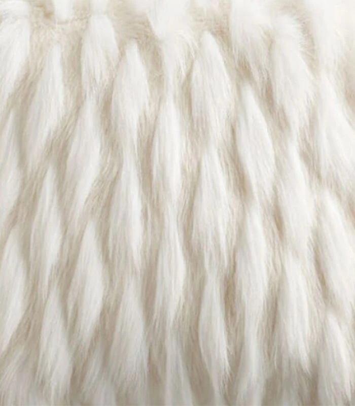 Poef In Wit Imitatiebont 5 Poef In Wit Imitatiebont - Afbeelding 3