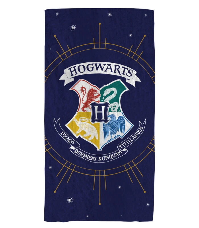 Harry Potter Strandlaken Met Fluwelen Opdruk 100% Katoen, POUDLARD 4 Harry Potter Strandlaken Met Fluwelen Opdruk 100% Katoen, POUDLARD - Afbeelding 2