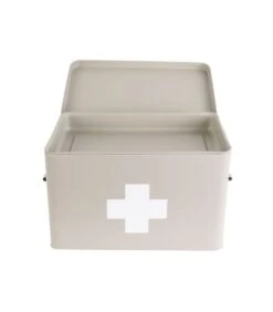 PRESENT TIME Medicijnkist - Large - Metaal Mat Warm Grijs - 31,5x19x21cm -Huisdecoratie 0d967aa210da417789fd29d9268e0c60