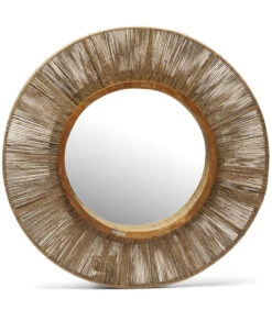 Spiegel Rond Met Decoratieve Rand, Wandspiegel - Lupine Rope - Bruin