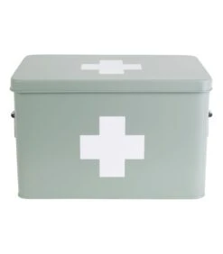 PRESENT TIME Medicijnkist - Large - Metaal Mat Grijs/Groen - 31,5x19x21cm
