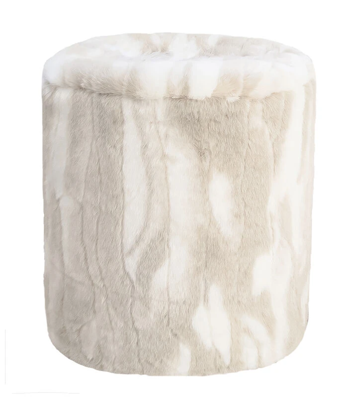 Poef In Beige Imitatiebont 3 Poef In Beige Imitatiebont