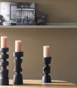 Midi Kandelaar - Mangohout - Zwart - 41x11x11 -Huisdecoratie 5bf4cf57a9c64a688e2e6f6d85c21adb