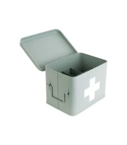 PRESENT TIME Medicijnkist - Medium - Metaal Mat Grijs/Groen - 21,5x15,5x16cm -Huisdecoratie 6713c60d1a6143bd8854feda48d9bb75