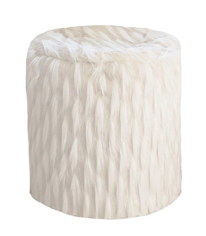 Poef In Wit Imitatiebont 3 Poef In Wit Imitatiebont
