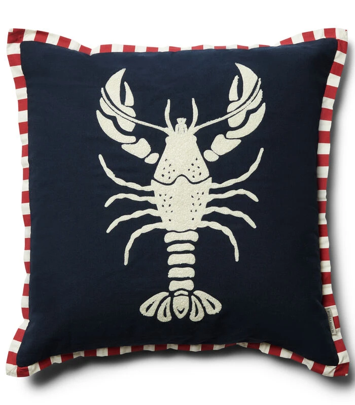 Kussenhoes, 50x50, Kreeft, Gestrept - Happy Lobster - Blauw 3 Kussenhoes, 50x50, Kreeft, Gestrept - Happy Lobster - Blauw