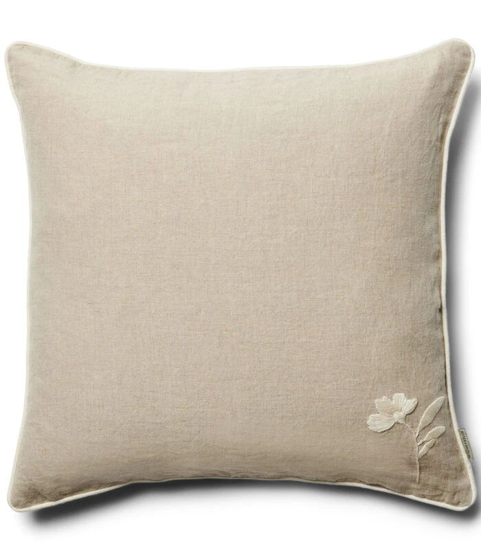 Kussenhoes, Kussensloop 50x50, Met Bloem - Zephire - Beige 3 Kussenhoes, Kussensloop 50x50, Met Bloem - Zephire - Beige