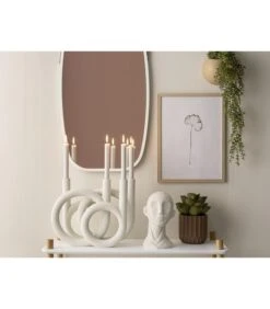 PRESENT TIME Kandelaar Rings - Polyresin - Wit - 38x14,5x30cm -Huisdecoratie be13c4d1ad4b473f984b2717b8916bdd