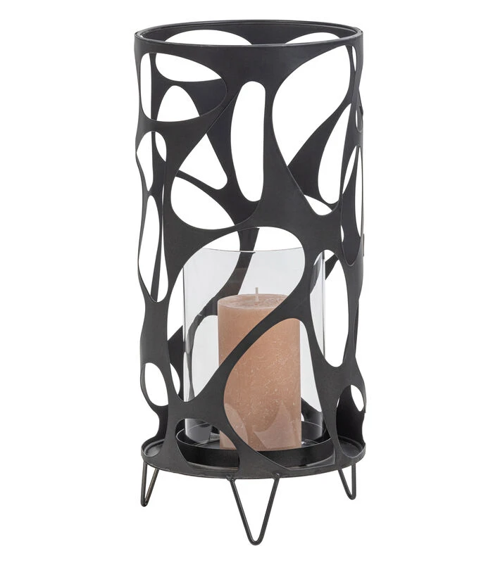 Jago Windlicht - Metaal - Zwart - 40x19x19 6 Jago Windlicht - Metaal - Zwart - 40x19x19 - Afbeelding 4