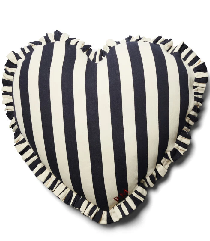 Sierkussen Gestreept Hart, Binnenkussen - Summer Heart - Donkerblauw/White 3 Sierkussen Gestreept Hart, Binnenkussen - Summer Heart - Donkerblauw/White