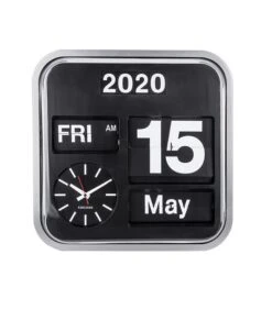 Karlsson Wandklok Big Flip - Zilver/Zwart - 43x43x16cm -Huisdecoratie d90556f7ce3f4e3592eaa69a457fbfe9