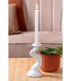 PRESENT TIME Kaarsenhouder Organic Swirl - Wit - 12x11,5x25,5cm -Huisdecoratie e51031a0307c498f8a2496c4c0aeee17